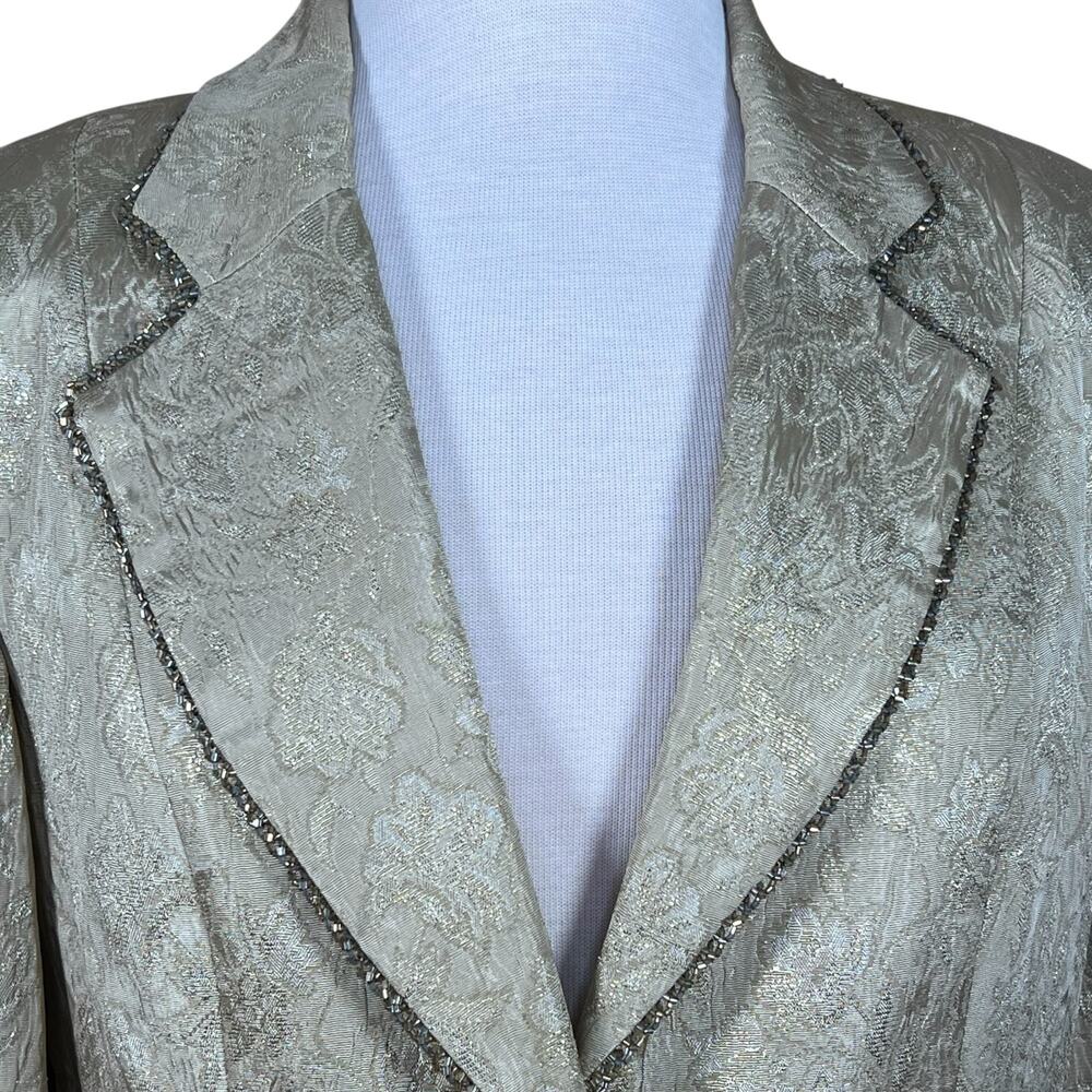 Cache’ Women’s Champagne Color Jacket w/Gold Metallic Thread & Bronze Beads Med - Picture 2 of 13